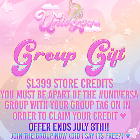 FREE Group, 399L$ Store Credit, and 29 Gifts from Universa